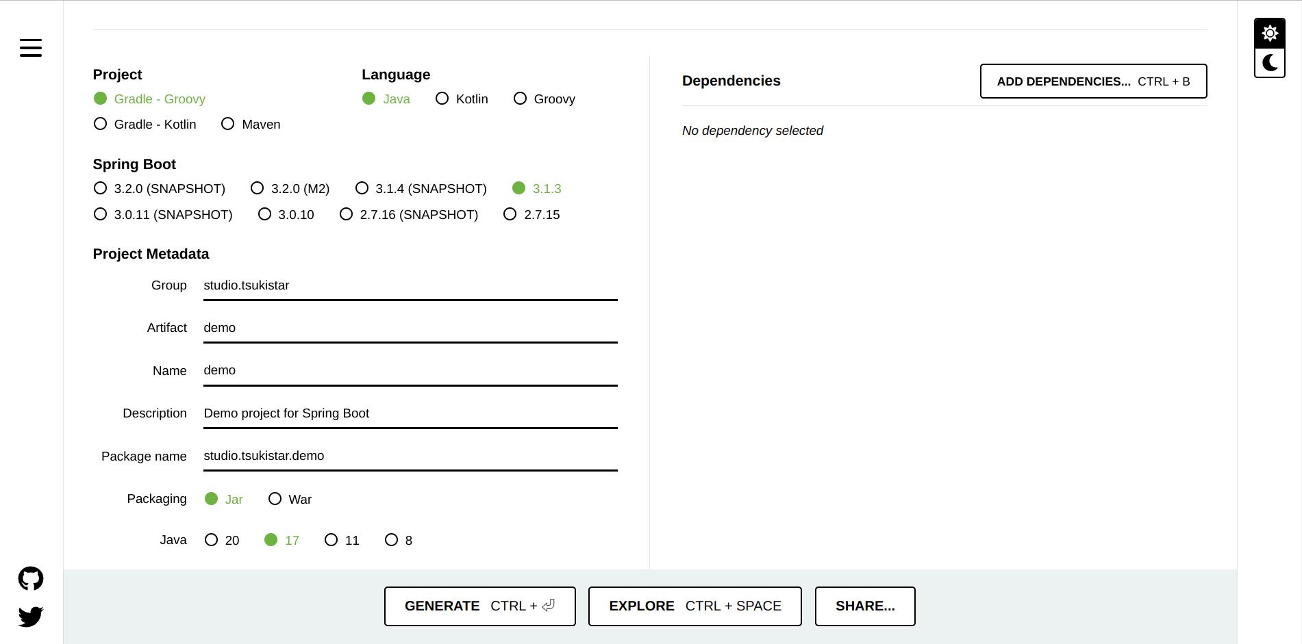 Create SpringBoot project